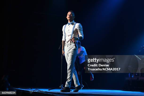 Singer Kane Brown performs onstage at the ACM Awards official after party at The Joint inside the Hard Rock Hotel & Casino on April 2, 2017 in Las...