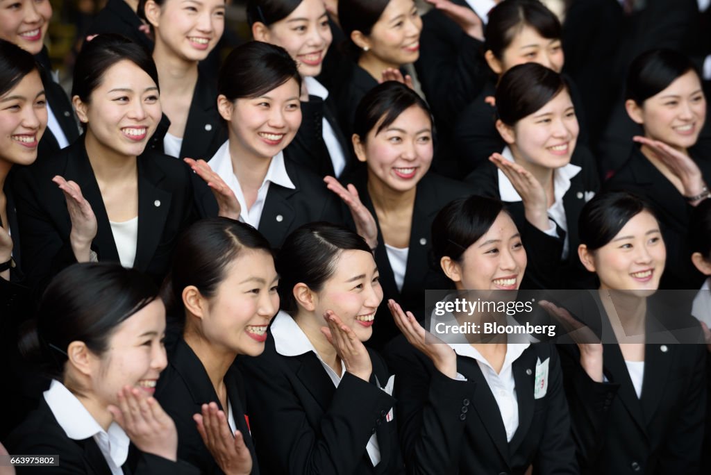 Japan Airlines Co. New Hires Attend Initiation Ceremony