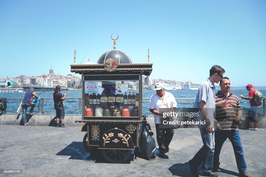 Man sells pickled vegetables, Eminonu, Istanbul, Turkey