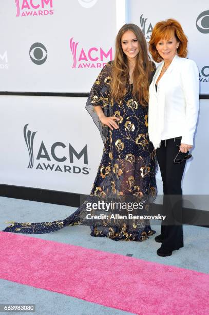 Recording artists Lauren Daigle and Reba McEntire arrive at the 52nd Academy Of Country Music Awards on April 2, 2017 in Las Vegas, Nevada.