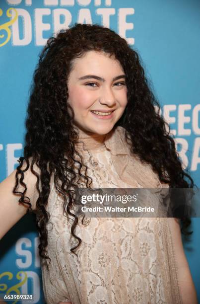 Lilla Crawford attends the Broadway Red Carpet Premiere of 'Speech & Debate' at the American Airlines Theatre on April 2, 2017 in New York City.