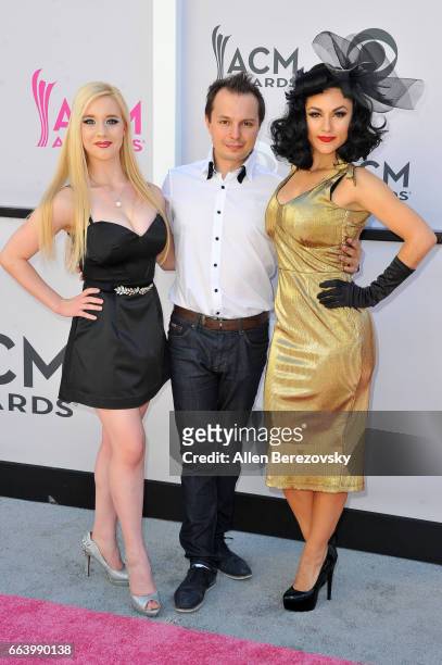 Cast members of 'Absinthe' arrive at the 52nd Academy Of Country Music Awards on April 2, 2017 in Las Vegas, Nevada.