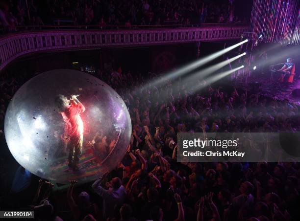Wayne Coyne and Steven Drozd of The Flaming Lips perform at The Tabernacle on April 2, 2017 in Atlanta, Georgia.