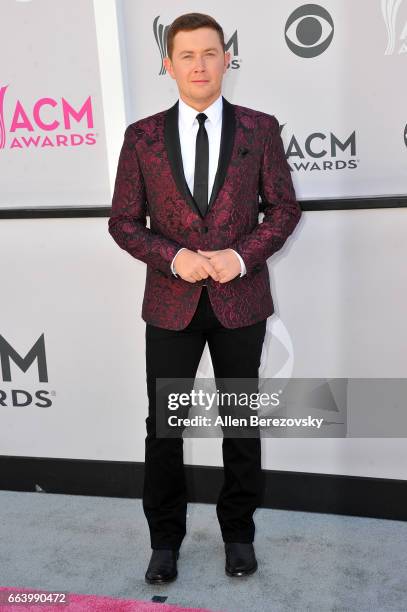 Singer Scotty McCreery arrives at the 52nd Academy Of Country Music Awards on April 2, 2017 in Las Vegas, Nevada.