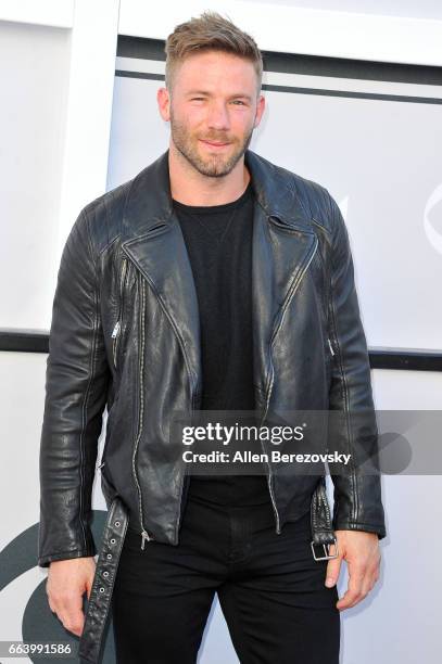 Player Julian Edelman arrives at the 52nd Academy Of Country Music Awards on April 2, 2017 in Las Vegas, Nevada.