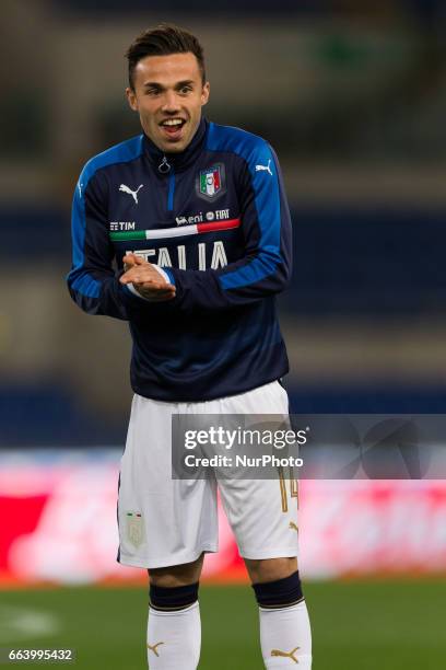 Federico Di Francesco during the warm-up beforeduring the International Friendly Under 21 - Italia v Spagna, at Olimpico Stadium on March 27, 2017 in...