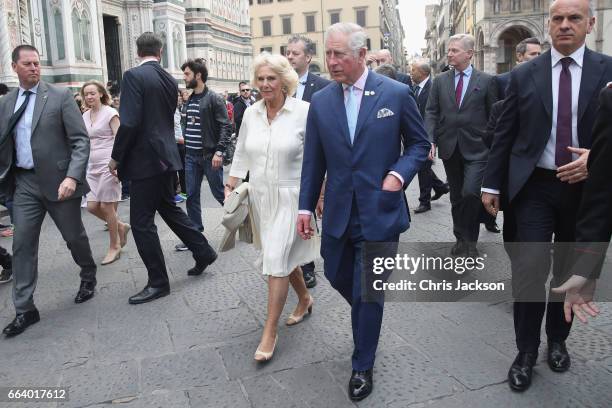 Prince Charles, Prince of Wales and Camilla, Duchess of Cornwall attend a walkabout in front of the Cattedrale di Santa Maria del Fiore during day 4...