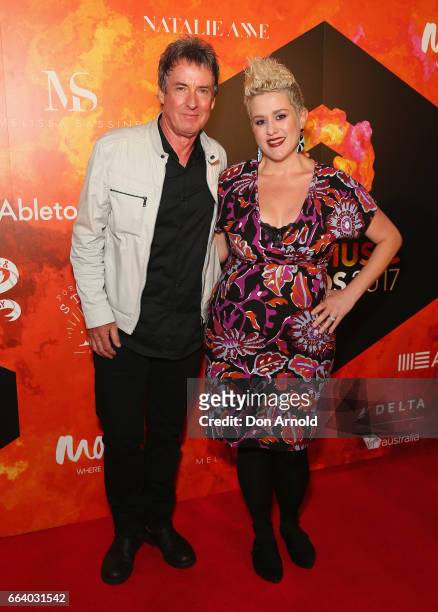 Rob Hirst and Katie Noonan arrive ahead of the 2017 APRA Music Awards on April 3, 2017 in Sydney, Australia.