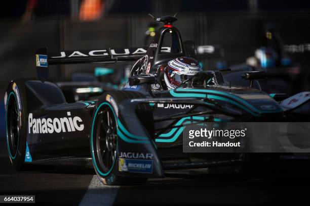 Adam Carroll of Great Britain driving the Panasonic Jaguar Racing Jaguar I-TYPE car during the Mexico City ePrix, fourth round of the 2016/17 FIA...