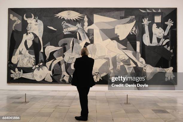 View of Pablo Picasso's Guernica painting during the presentation to members of the press of the exhibition 'Pity and Terror in Picasso: The Path to...