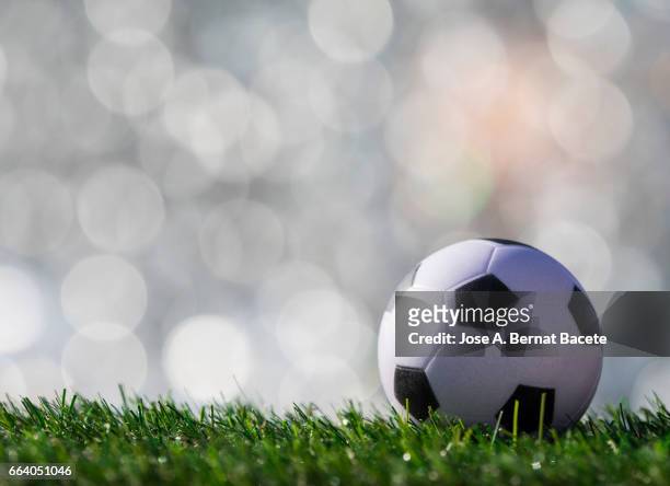 ball of  soccer ball  on a surface of  grass of a soccer field - esfera stock-fotos und bilder