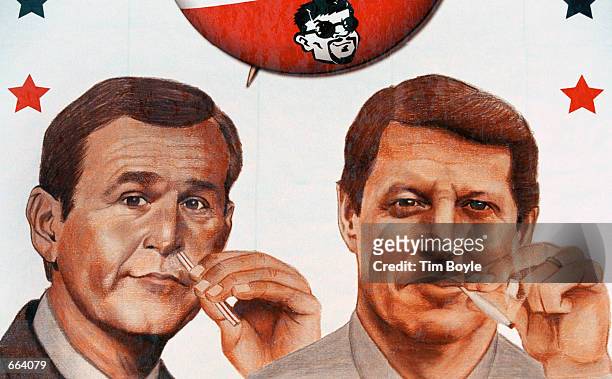 Republican presidential candidate Texas Gov. George W. Bush and Democratic presidential candidate Vice President Al Gore are seen on a billboard...