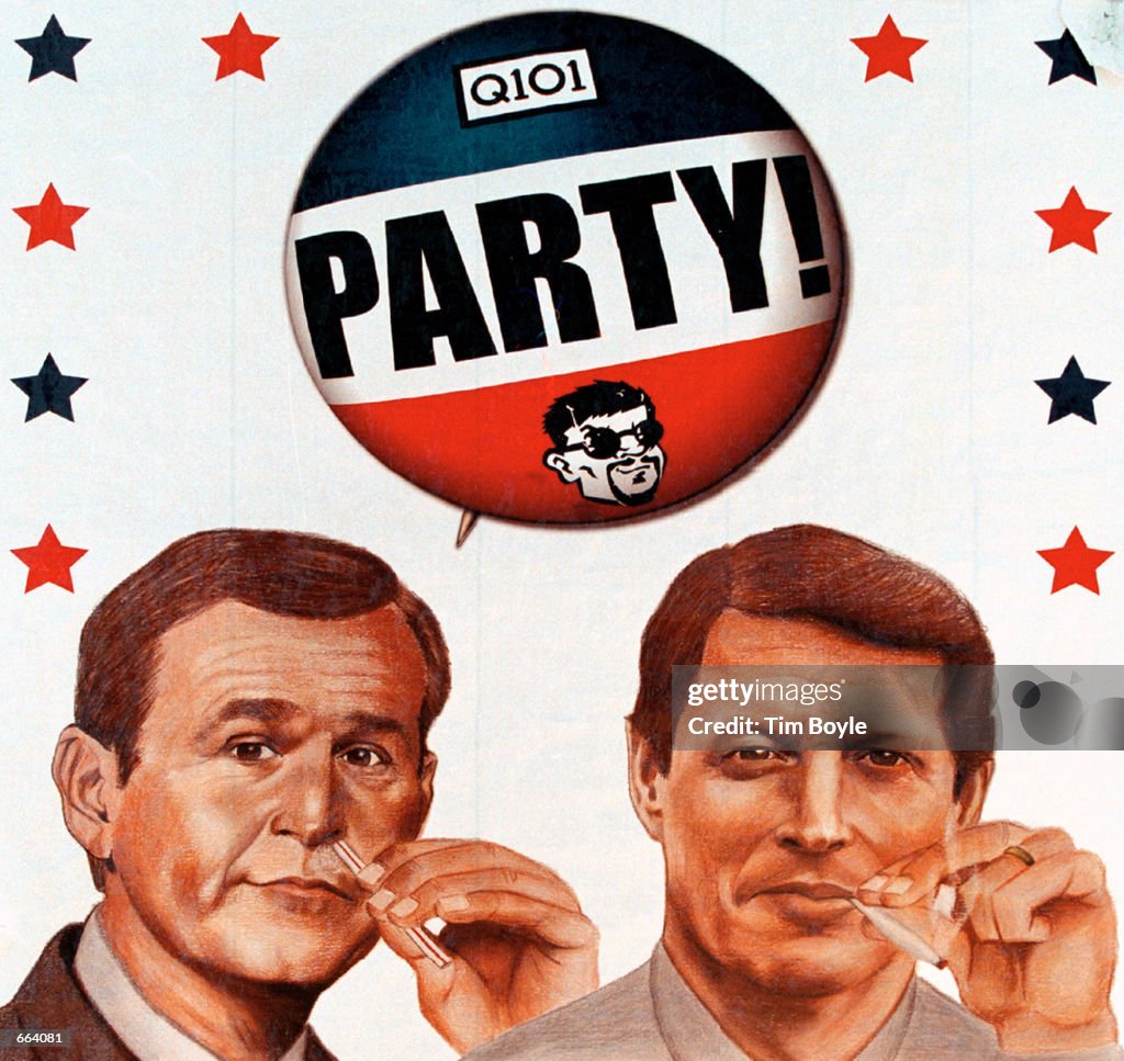 Bush and Gore Depicted on Chicago Billboard Using Drugs