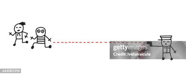 police officer shooting criminals while they running away - taser stock illustrations