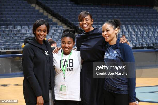 Swin Cash and Tina Thompson and Allison Feaster participates during the Memphis Grizzlies first annual Girl's Summit on March 30, 2017 at FedExForum...