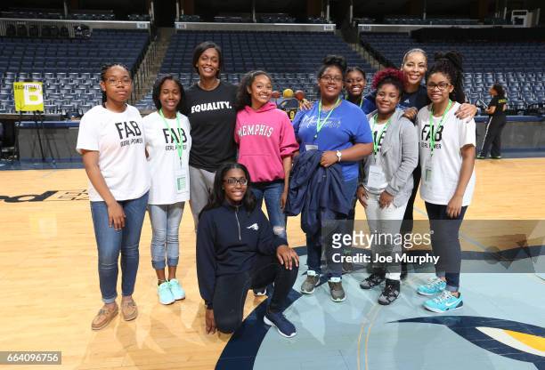 Swin Cash and Allison Feaster participates during the Memphis Grizzlies first annual Girl's Summit on March 30, 2017 at FedExForum in Memphis,...