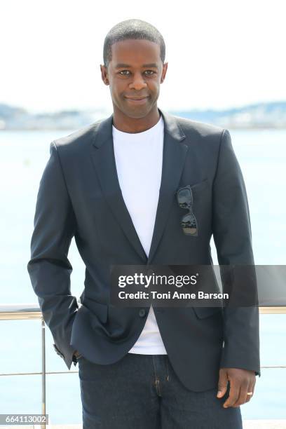 Adrian Lester attends "Riviera" Photocall as part of MIPTV 2017 on April 3, 2017 in Cannes, France.