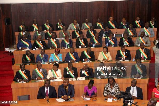 Ivorian representatives are seen during the inauguration of newly established National Assembly in Abidjan, Ivory Coast on April 03, 2017.