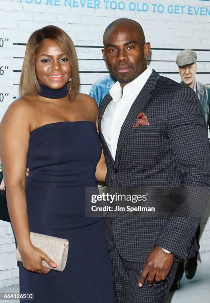 Marlon Perrier and guest attend the "Going In Style" New York premiere at SVA Theatre on March 30, 2017 in New York City.