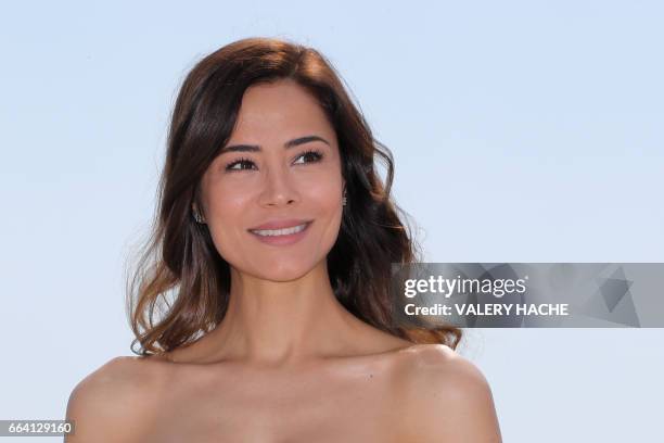 Turkish actress Ozlem Conker, who stars in the series 'The last emperor', poses during a photocall as part of the MIPTV event on April 3, 2017 in...