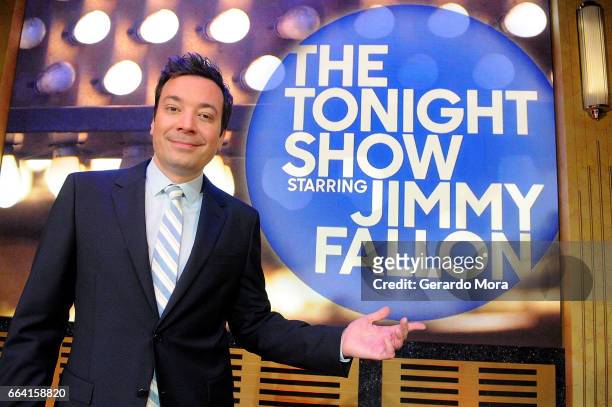 Jimmy Fallon poses during a presentation for the media of the Universal Orlando's Newest Attraction "Race Through New York Starring Jimmy Fallon" at...