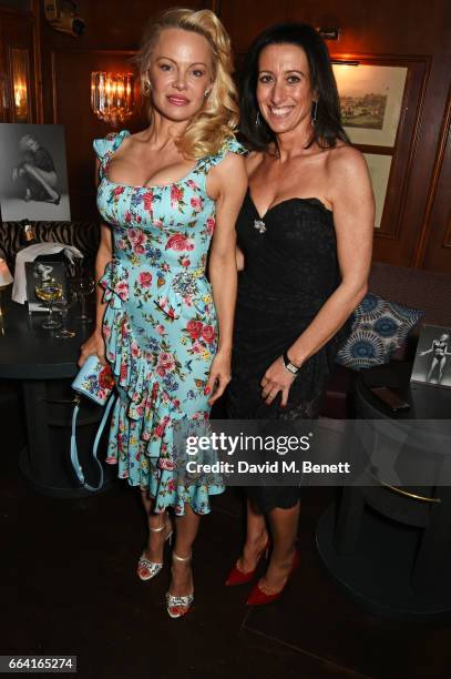 Pamela Anderson and Lucy Litwack attend the launch of the Coco De Mer Icons Collection at Albert's Club on April 3, 2017 in London, England.