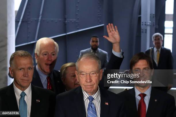 Sen. Lindsey Graham is the only one to raise his hand when Republican members of the Senate Judiciary Committee are asked who would vote on the...