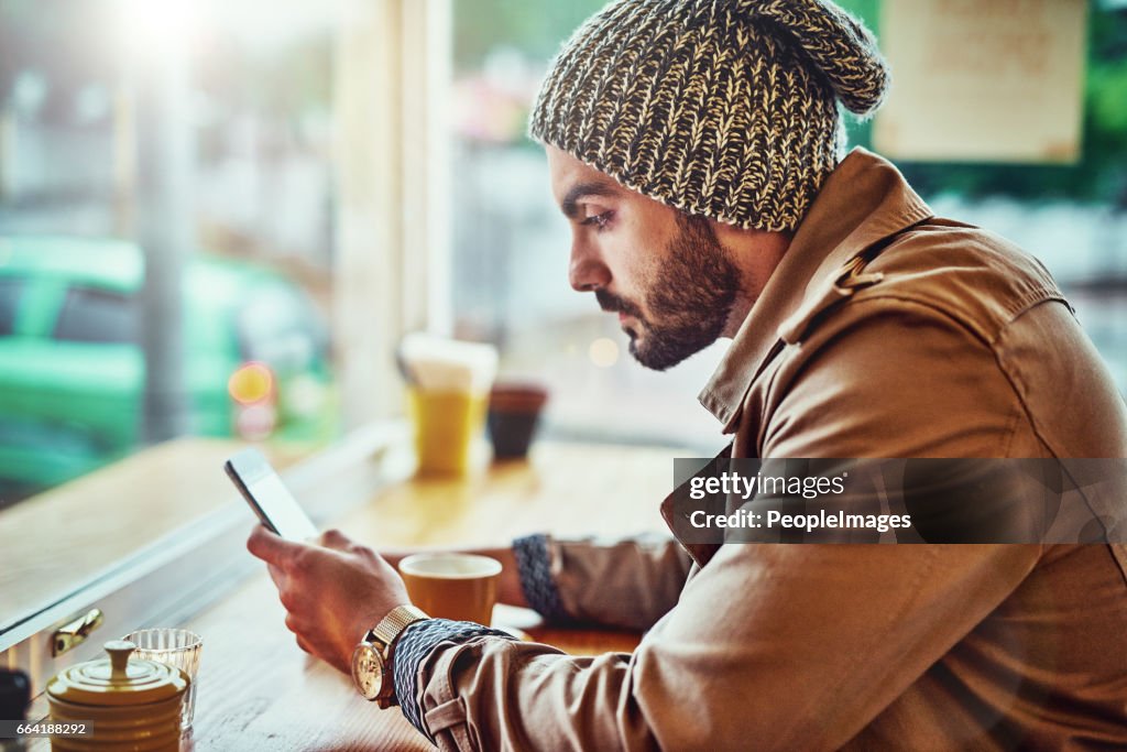 Patiently waiting at the cafe