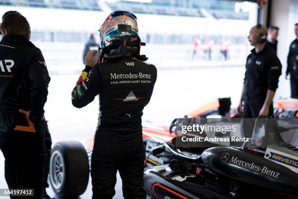 David Beckmann of Germany and Van Amersfoort Racing prepares in the garage during the official testdays FIA F3 European Championship at Red Bull Ring...