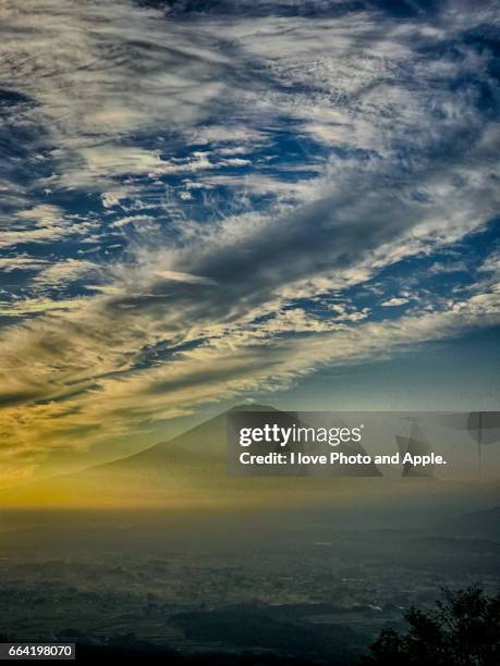 fuji sunsets scenery - 静岡県 stockfoto's en -beelden