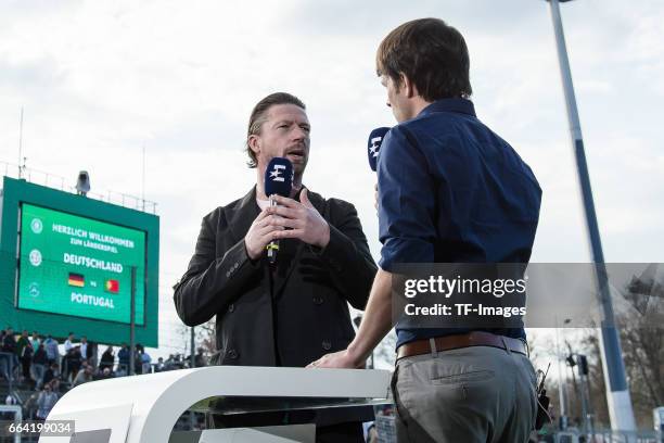 Steffen Freund give a Interview during the International Friendly match between Germany U21 and Portugal U21 at Gazi-Stadion on March 28, 2017 in...