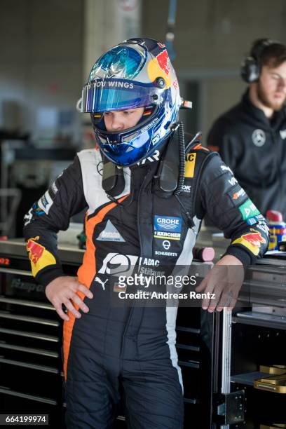 David Beckmann of Germany and Van Amersfoort Racing prepares in the garage during the official testdays FIA F3 European Championship at Red Bull Ring...