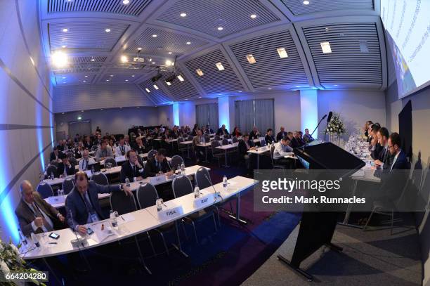 General view of the ASOIF working meeting during the second day of SportAccord Convention 2017 at the Scandinavian Centre on April 3, 2017 in Aarhus,...