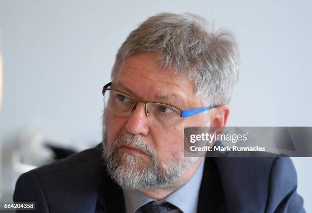 Secretary General Dr Gerhard Zimmermann looks on at the AIMS council meeting during the second day of SportAccord Convention 2017 at the Scandinavian...