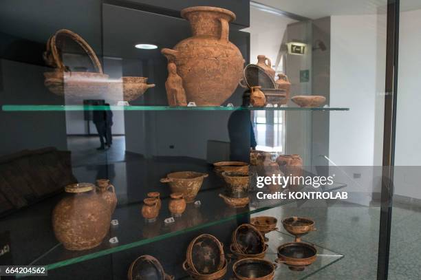 Some of the exhibits ruins of Sybaris after the inauguration of Sybaris Archaeological Park and its museum, in southern Italy, which took place in...