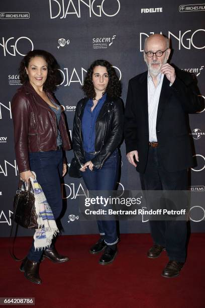 Actress Farida Rahouadj, Leila Blier and Director Bertrand Blier attend "Django" Paris Premiere at Le Grand Rex on April 3, 2017 in Paris, France.