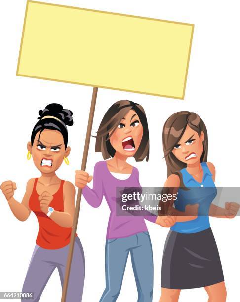 young women protesting - law student stock illustrations