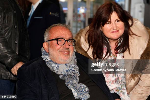 Director Dominique Farrugia takes selfies with fans before 'Sous Le Meme Toit' Premiere at Kinepolis on April 3, 2017 in Lille, France.