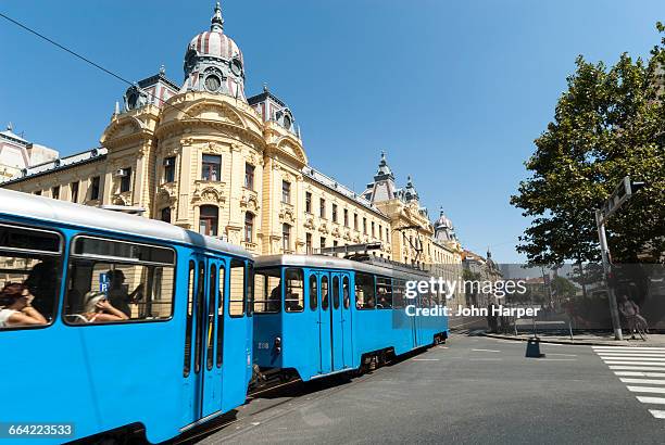 tram, zagreb, croatia - zagreb tram stock pictures, royalty-free photos & images