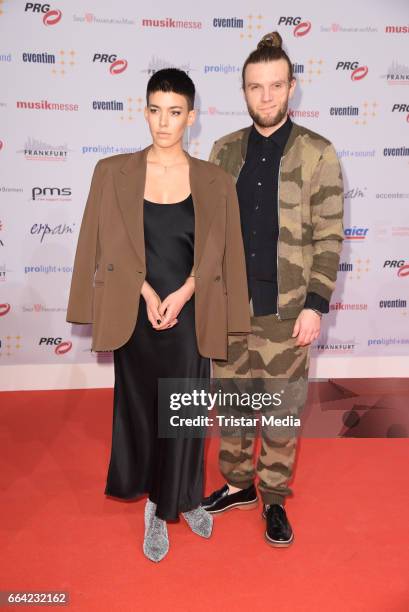 Alina Sueggler, Andi Weizel of the band 'Frida Gold' attend the LEA - PRG Live Entertainment Award 2017 at Festhalle Frankfurt on April 3, 2017 in...
