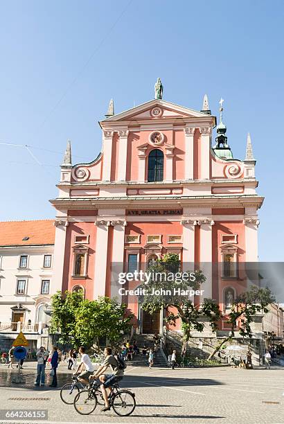 franciscan church, ljubljana, slovenia - laibach stock-fotos und bilder