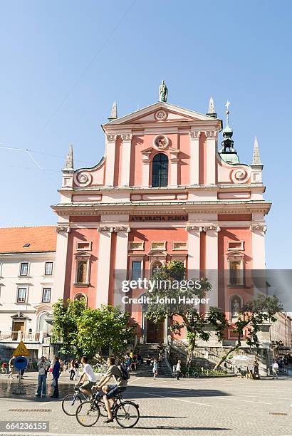 franciscan church, ljubljana, slovenia - lubiana foto e immagini stock