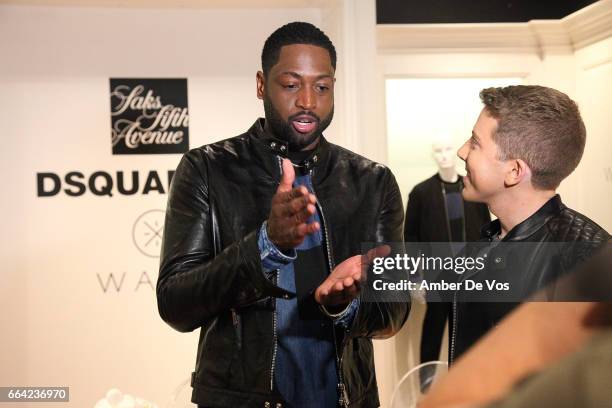 Dwyane Wade gives an interview at the Exclusive Launch of the Dsquared2 x Dwyane Wade Capsule Collection at Saks Fifth Avenue on April 3, 2017 in New...
