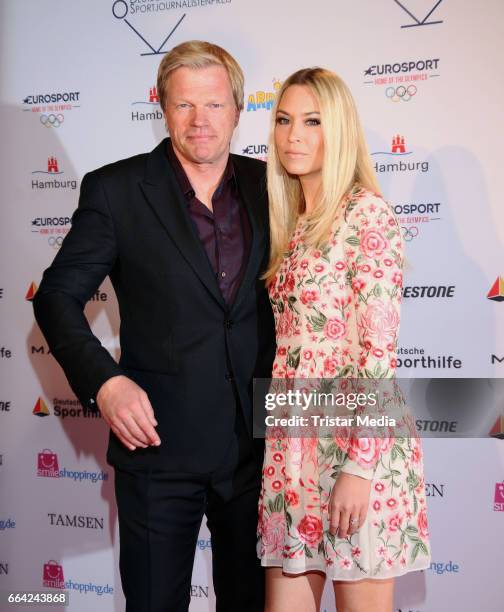 Oliver Kahn and his wife Svenja attend the German Sports Journalism Award 2017 at Grand Elysee Hotel on April 03, 2017 in Hamburg, Germany.