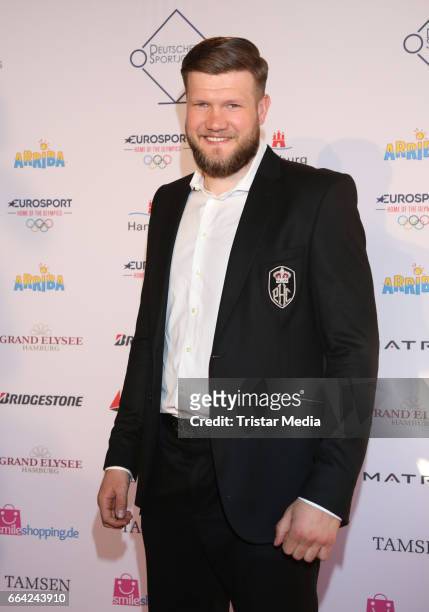 Alexander Dimitrenko attends the German Sports Journalism Award 2017 at Grand Elysee Hotel on April 03, 2017 in Hamburg, Germany.