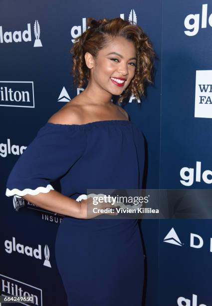 Actress Jaz Sinclair attends the 28th Annual GLAAD Media Awards in LA at The Beverly Hilton Hotel on April 1, 2017 in Beverly Hills, California.