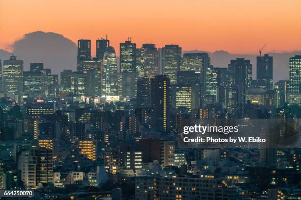 buildings of tokyo - 都市の全景 stock pictures, royalty-free photos & images