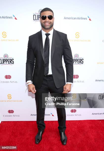 Former NFL player Shawne Merriman attends 32nd Annual Cedars-Sinai Sports Spectacular at W Los Angeles - Westwood on April 3, 2017 in Los Angeles,...