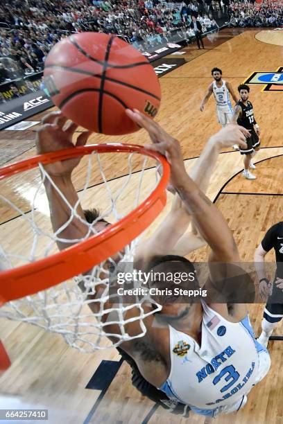 Kennedy Meeks of the North Carolina Tar Heels dunks during the 2017 NCAA Photos via Getty Images Men's Final Four National Championship game against...