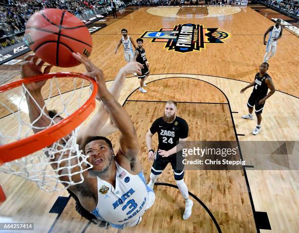 Kennedy Meeks of the North Carolina Tar Heels dunks during the 2017 NCAA Photos via Getty Images Men's Final Four National Championship game against...